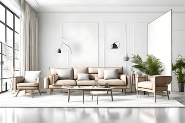 Naklejka na ściany i meble modern living room with white sofa