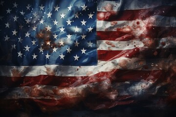 The flag of United States consists of a smoke - obrazy, fototapety, plakaty
