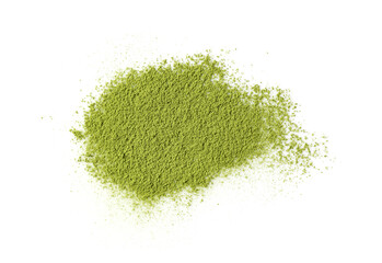 Matcha green tea on white background.