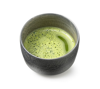 Matcha green tea on white background.