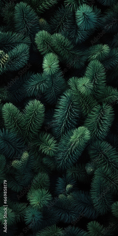 Poster A close-up view of a bunch of pine trees. This image can be used to showcase the beauty of nature or to create a peaceful and serene atmosphere in design projects.