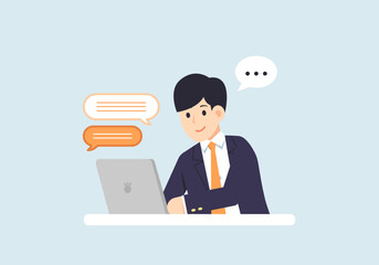 Communicate through chat on the internet, contact via online media, vector illustration.