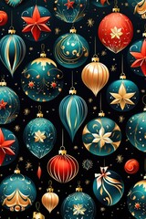 A collection of Christmas ornaments displayed on a black background. Perfect for festive holiday designs and decorations.
