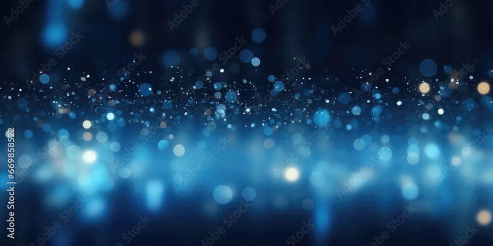 Poster A vibrant blue background with a multitude of sparkling lights. This versatile image can be used for various design projects.