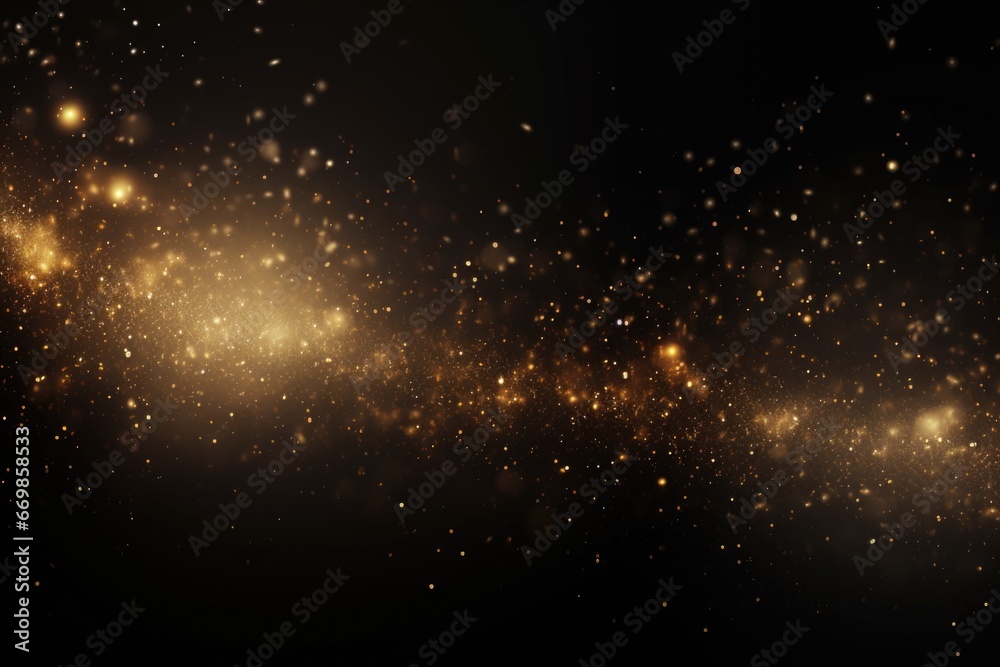 Poster A captivating image of a black background covered in an abundance of shimmering gold sparkles. This picture can add a touch of glamour and elegance to any design project or event.