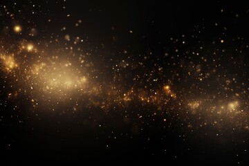 A captivating image of a black background covered in an abundance of shimmering gold sparkles. This picture can add a touch of glamour and elegance to any design project or event.