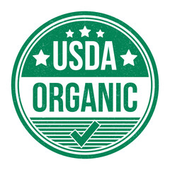 USDA Organic Certified Badge, Organic Food Badge, Packaging Design Elements, Rubber Stamp Vector Illustration With Grunge Texture
