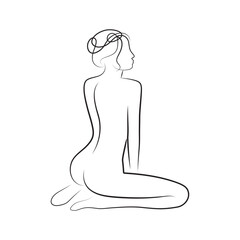Woman Body Erotica Art Line. Naked Body NU. Female Figure Continuous One Line Abstract Drawing. Black Lines Drawing. Modern Scandinavian Design. Vector Illustration