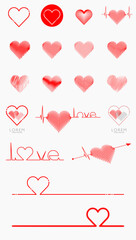 Heart icon, love symbol. Valentine super mega set. Heart of love. Vector illustration