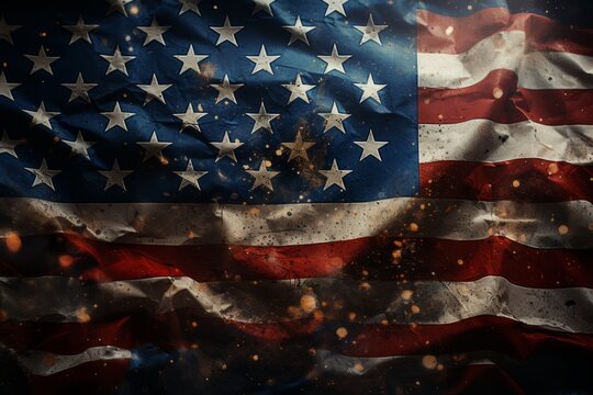 United States of America, America, US, USA, American smoke flag isolated on black background