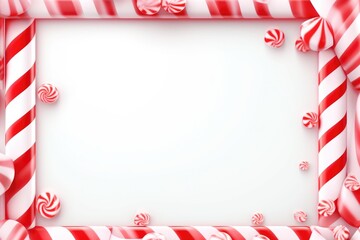 A frame of candy canes on a clean white background. Perfect for holiday cards, festive decorations, or sweet-themed designs.