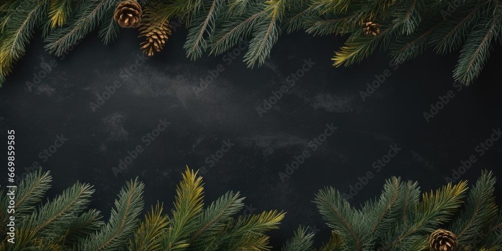 Aufkleber A simple and elegant image featuring pine cones and branches on a black background. Perfect for adding a touch of nature to any design or project
