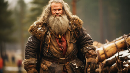 Portrait of handsome old santa hipster