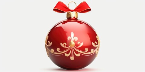 A festive red Christmas ornament with a beautiful bow on top. Perfect for adding a touch of holiday cheer to your decorations or gift wrapping