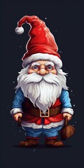 A cartoon Santa Claus holding a bag of presents. This image can be used to illustrate the holiday season and the joy of gift-giving