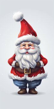 A cartoon illustration of Santa Claus standing with his hands in his pockets. This festive image can be used for various Christmas-themed designs and holiday promotions