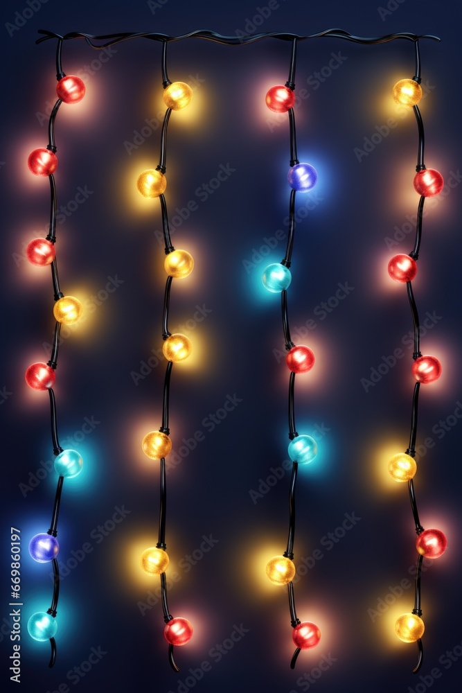 Aufkleber A string of Christmas lights on a dark background. Can be used to create a festive atmosphere for holiday-themed designs