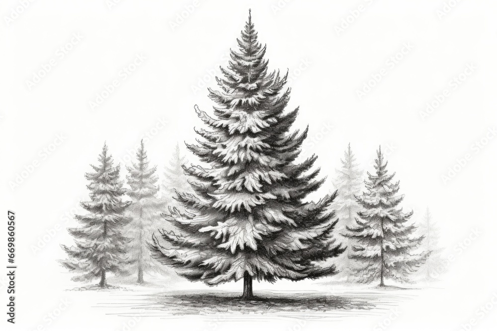 Poster A simple black and white drawing of a pine tree. This versatile image can be used for various purposes