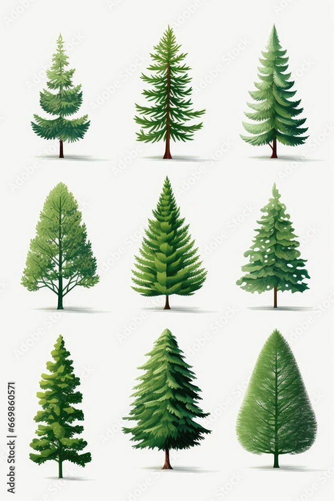 Poster A collection of nine unique and distinct trees. Perfect for adding variety and natural beauty to any project or design