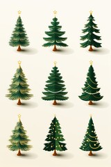 A collection of Christmas trees showcasing different designs. Perfect for adding festive flair to your holiday decorations or creating eye-catching holiday-themed designs