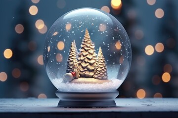 Fototapeta na wymiar A snow globe featuring a charming Christmas tree inside. Perfect for adding a festive touch to holiday decorations or as a gift for the holiday season