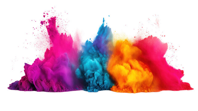 Holi colorful powder set on the transparent background