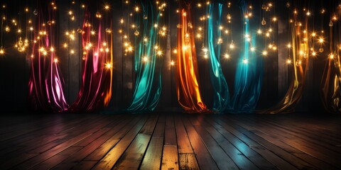 Curtains with shiny lightening, Ai generated