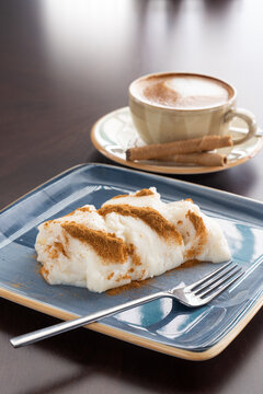 Tavuk Gogsu Delicious Traditional Turkish Dessert with Caff&egrave; Latte