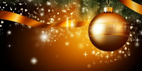 Golden christmas balls, Banner, AI generated