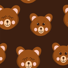 bear seamless pattern. cute animal in flat style.