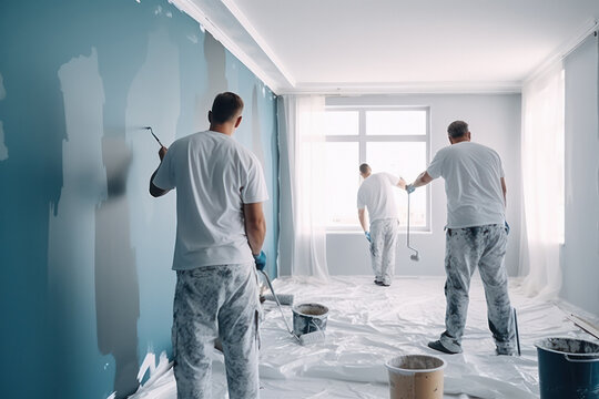 house painters painting a wall