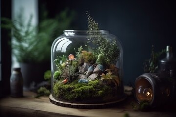 Image of a terrarium. Interior and hobby concept. Generative AI