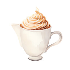 Coffee and coffee bean watercolors, Latte, cappuccino, mocha, espresso, arabica