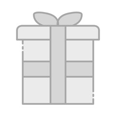 Gift Box Greyscale Icon Vector Illustration Isolated on Transparent Background. Use for Xmas, Decoration, Greeting Card Etc.