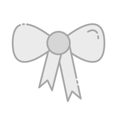 Bow Greyscale Icon Vector Illustration Isolated on Transparent Background. Use for Xmas, Decoration, Greeting Card Etc.