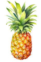pineapple watercolor clipart cute isolated on white background