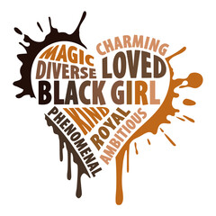 Black Girl heart with many shadows of brown. Design for black people. 