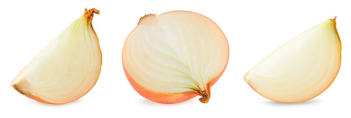half of onion isolated on white background. full depth of field. clipping path