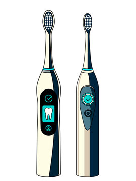 Electric toothbrush vector illustration , Electric Tooth brush , Power , sonic , ultrasonic toothbrush stock vector image