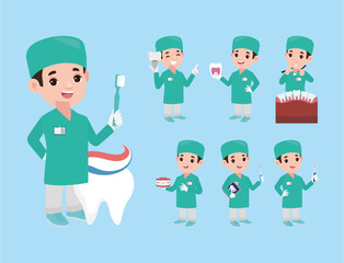Dentist character and dental care concept