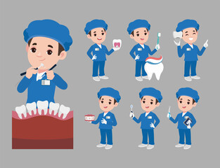 Dentist character and dental care concept