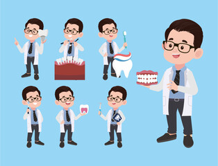 Dentist character and dental care concept