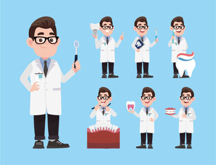 Dentist character and dental care concept