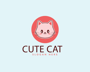 cute cat logo vector icon illustration design template. pet logo concept