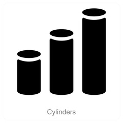 Obraz premium Cylinder and statistics icon concept