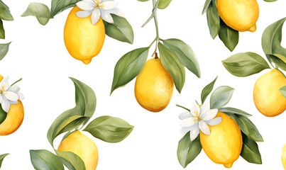 Watercolor Citrus Pattern PNG