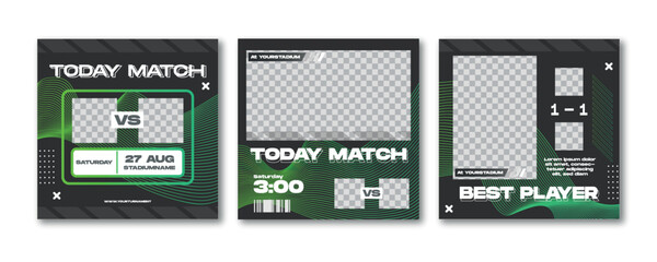 	
Sport social media post template , Football Match day , Full time , Next match