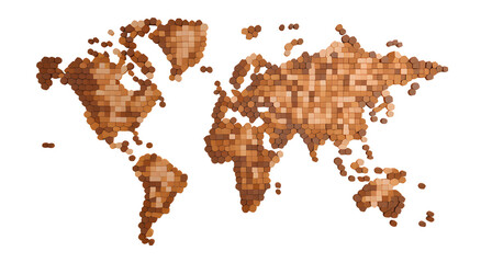 World map made of pixel isolated png