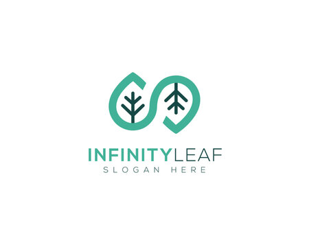 Minimalist infinity leaf logo design inspiration vector template, Nature logo design