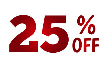 25 Percent off text on transparent background for design elements flash sale discount concept